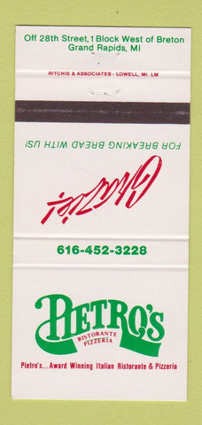 Matchbook Cover - Pietro's Italian Restaurant Pizza Grand Rapids MI 30 Strike