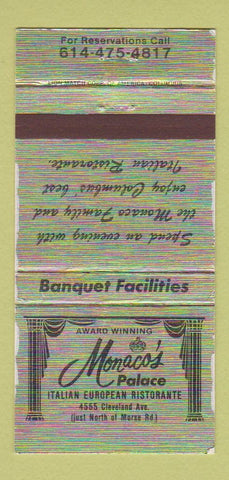 Matchbook Cover - Monaco's Palace Restaurant Columbus OH WEAR 30 Strike