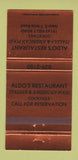 Matchbook Cover - Aldo's Restaurant Italian Detroit? 30 Strike