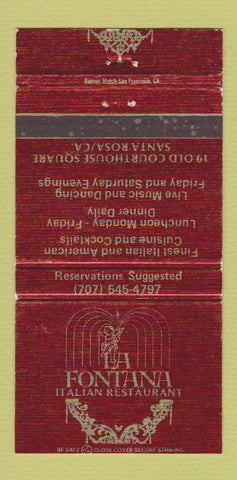 Matchbook Cover - LA Fontana Italian Restaurant Santa Rosa CA 30 Strike