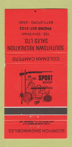 Matchbook Cover - Southtown Recreation Battleford SK sports goods RED 30 Strike