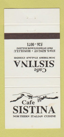 Matchbook Cover - Cafe Sistina Italian Honolulu Hawaii 30 Strike