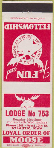 Matchbook Cover - Matchbook Cover Moose Lodge Atlantic IA