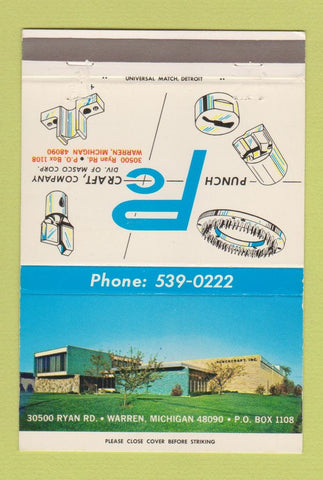 Matchbook Cover - Punch Cract Masco Warren MI 40 Strike