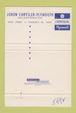 Matchbook Cover - Joron Chrysler Plymouth Harmony PA 40 Strike