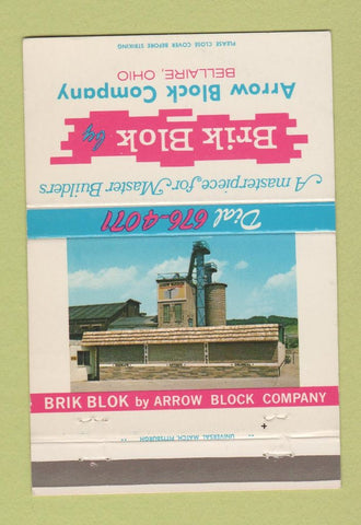 Matchbook Cover - Brik Blok Arrow Blocks Bellaire OH 40 Strike