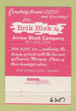 Matchbook Cover - Brik Blok Arrow Blocks Bellaire OH 40 Strike
