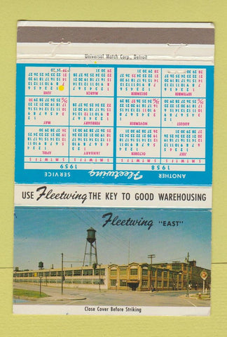 Matchbook Cover - Fleetwing Terminal Trucking Detroit MI 1958 40 Strike