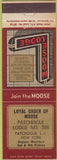 Matchbook Cover - Matchbook Cover Moose Lodge Patchogue LI NY