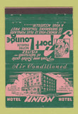 Matchbook Cover - Hotel Union Sherbrooke QC #2 22 Strike Feature