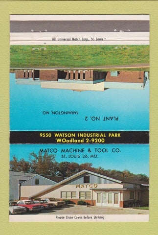 Matchbook Cover - Matco Machine Tool St Louis MO 40 Strike