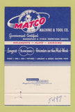 Matchbook Cover - Matco Machine Tool St Louis MO 40 Strike