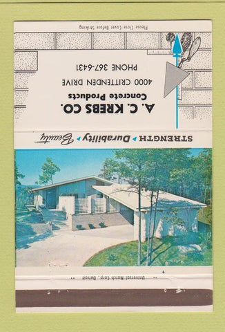 Matchbook Cover - AC Krebs Concrete Louisville KY 40 Strike
