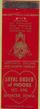 Matchbook Cover - Matchbook Cover Moose Lodge Spencer IA WEAR