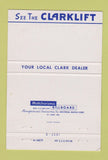 Matchbook Cover - Clark Equipment Fork Lifts 40 Strike