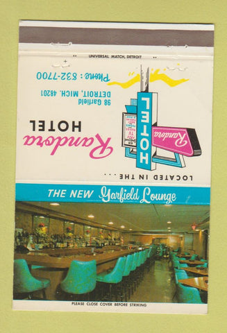Matchbook Cover - Randora Hotel Detroit MI 40 Strike