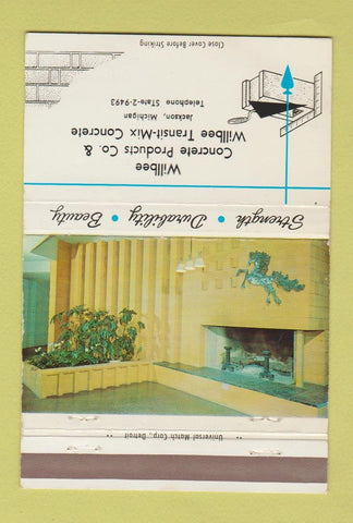 Matchbook Cover - Willbee Concrete Products Jackson MI 40 Strike