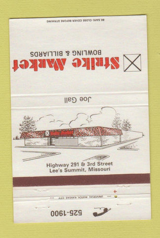 Matchbook Cover - Strike Market Bowling Billiards Lee's Summit MO 40 Strike