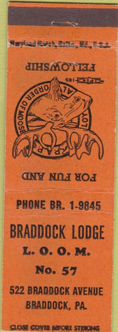 Matchbook Cover - Matchbook Cover Moose Lodge Braddock PA