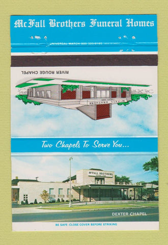 Matchbook Cover - McFall Brothers Funeral Home Detroit River Rouge MI 40 Strike