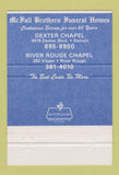 Matchbook Cover - McFall Brothers Funeral Home Detroit River Rouge MI 40 Strike