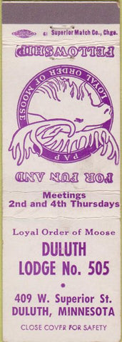 Matchbook Cover - Matchbook Cover Moose Lodge Duluth MN