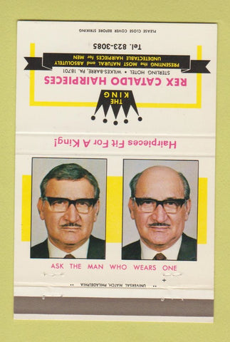 Matchbook Cover - Rex Caraldo Hairpieces Wilkes Barre PA Toupee 40 Strike