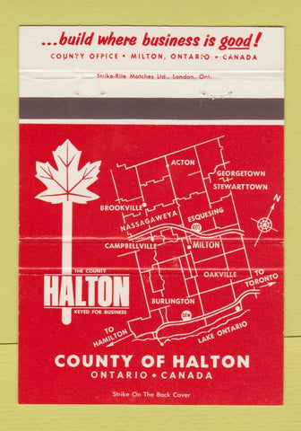 Matchbook Cover - Halton County ON Milton ON 40 Strike