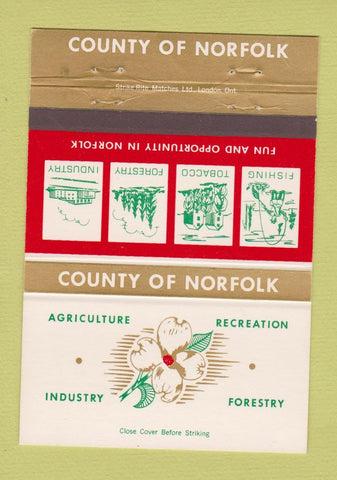 Matchbook Cover - Norfolk County ON Ontario 40 Strike