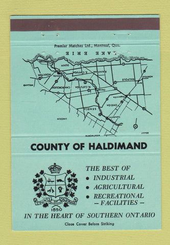 Matchbook Cover - Haldimand County Cayuga ON Ontario GREEN 40 Strike