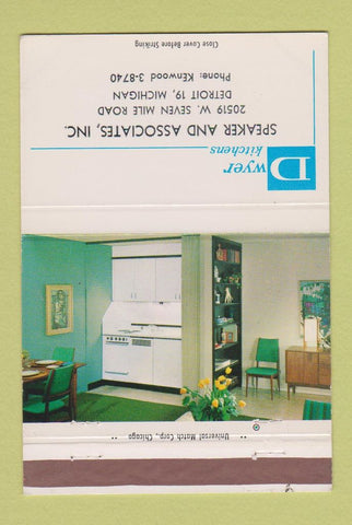 Matchbook Cover - Dwyer Kitchens Speaker Detroit MI 40 Strike