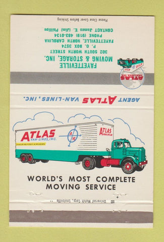 Matchbook Cover - Atlas Trucking Fayetteville NC 40 Strike