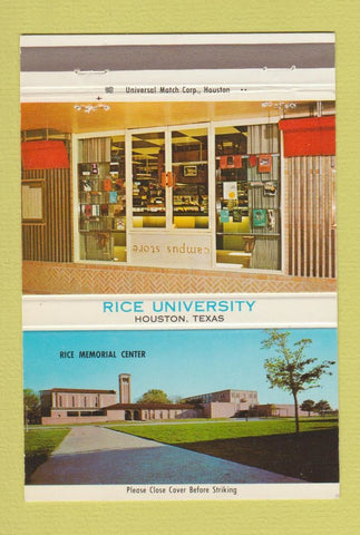 Matchbook Cover - Rice University House TX 40 Strike