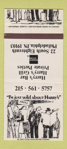 Matchbook Cover - Harry's Bar Grill Philadelphia PA 30 Strike