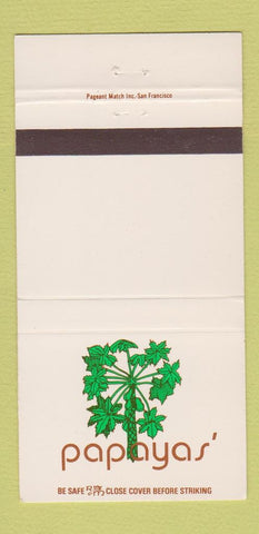 Matchbook Cover - Papaya's 30 Strike