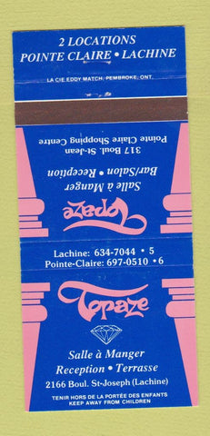 Matchbook Cover - Topaze Pointe Claire Lachine QC 30 Strike