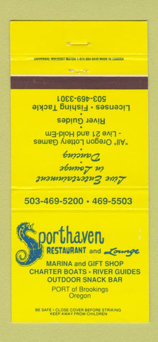Matchbook Cover - Sporthaven Restaurant Port of Brookings OR 30 Strike