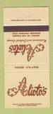 Matchbook Cover - Alioto's Restaurant Milwaukee WI 30 Strike