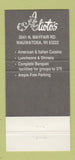 Matchbook Cover - Alioto's Restaurant Milwaukee WI 30 Strike
