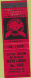 Matchbook Cover - Matchbook Cover Moose Lodge Pittsburgh PA