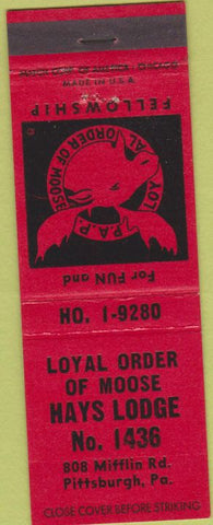 Matchbook Cover - Matchbook Cover Moose Lodge Pittsburgh PA
