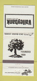 Matchbook Cover - Valleybank and Trust  30 Strike