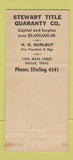 Matchbook Cover - Stewart Title Guaranty Dallas TX 30 Stick