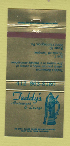 Matchbook Cover - Teddy's Restaurant North Huntingdon PA beer stein 30 Strike