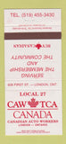 Matchbook Cover - CAW TCA Canada Auto Workers Union London ON 30 Strike