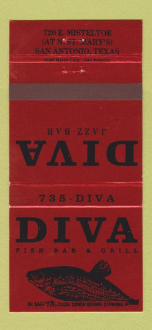 Matchbook Cover - Diva Fish Bar Grill San Antonio TX 30 Strike