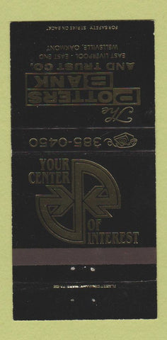 Matchbook Cover - Potters Bank and Trust East Liverpool Wellsville PA? 30 Strike