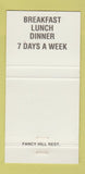 Matchbook Cover - Fancy Hill Restaurant Natural Bridge VA 30 Strike