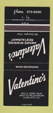Matchbook Cover - Valentino's Restaurant Charlotte NC 30 Strike