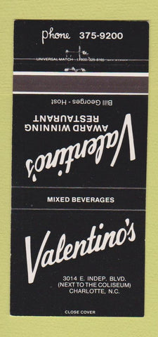Matchbook Cover - Valentino's Restaurant Charlotte NC 30 Strike